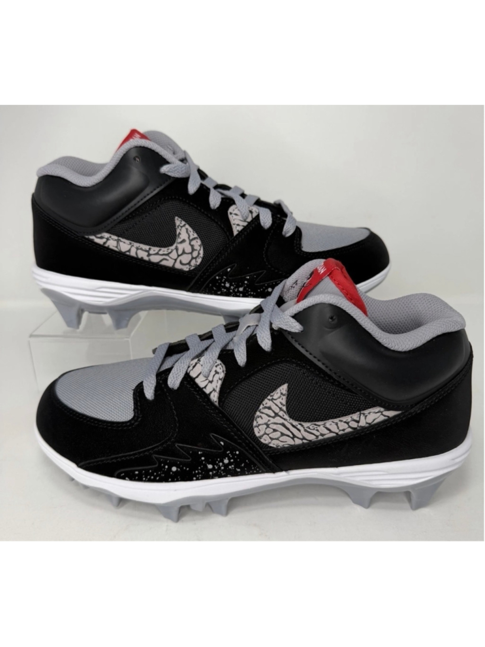 Air Jordan Stadium 90 Low TD Black Cement Football Cleats Size 10.5 HQ0210-060